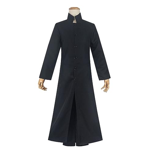 Generisch Erwachsene Cosplay Kostüm Jacke schwarzer langer Trenchcoat für Halloween,M-Black von Generisch