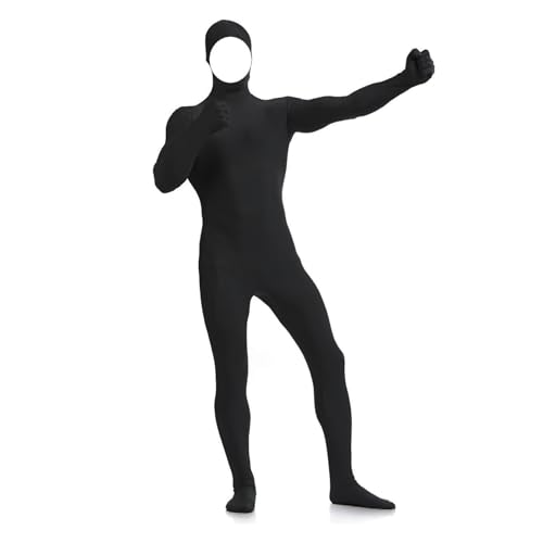Generisch Erwachsene Open Face Zentai Cosplay Jumpsuit Ganzkörperanzug Tight Damen Herren Ganzkörperanzug Ganzkörper Slenderman Kostüm Halloween Weihnachten Unisex Karneval von Generisch