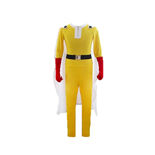 Generisch Erwachsene Saitama Cosplay Kostüm Kleid Overall Umhänge Halloween Karneval Outfits,L-Yellow von Generisch