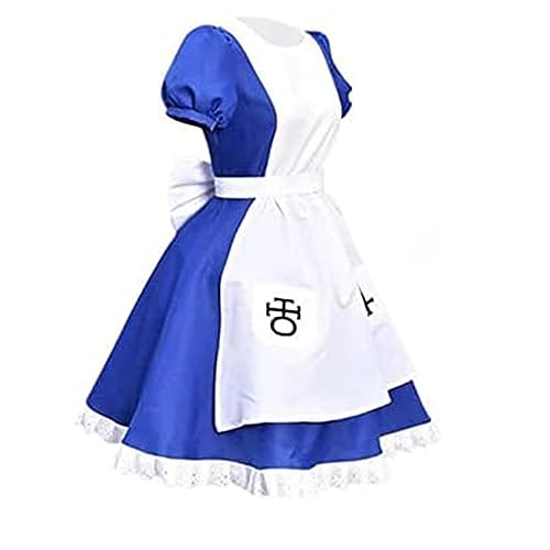 Generisch Erwachsene Spiel Madness Returns Cosplay Kostüm Halloween Maid Kleider Schürze,Blue-L von Generisch