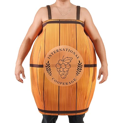 Generisch Fass Kostüm | Halloween Verkleidung Outfit - Halloween Kostüm für Erwachsene Herren Oktoberfest Partys Cosplay Events von Generisch