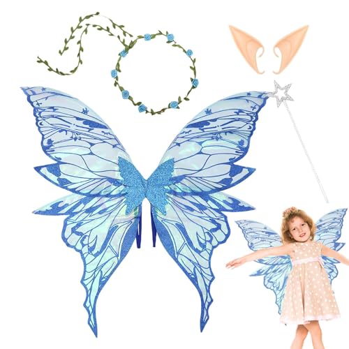 Generisch Feenflügel Für Mädchen, Engelsflügel Kostüm Set Mit Blumigem Kopfschmuck Und Elfenohren, Kostüm Für Cosplay Bühne Hochzeit Fest Aufführung Prinzessin Rollenspiel Und Generisch Feenflügel Für Mädchen, Engelsflügel Kostüm Set Mit Blumigem Kopfschmuck Und Elfenohren, Kostüm Für Cosplay Bühne Hochzeit Fest Aufführung Prinzessin Rollenspiel Und von Generisch