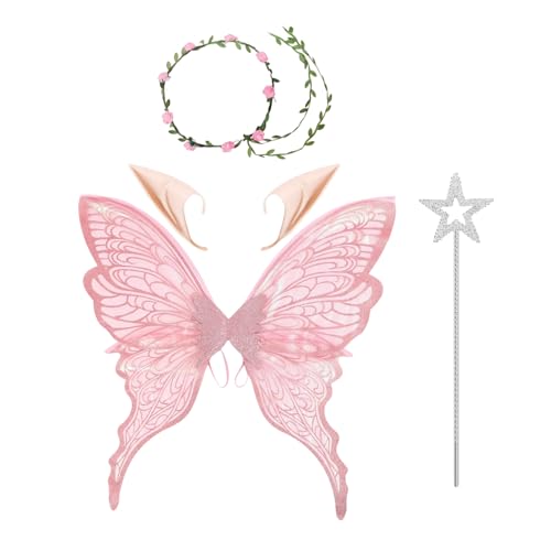 Generisch Feenflügel Kostüm Für Damen | Halloween Kinderkostüm Mit Schmetterlingsflügeln - Hautschonende Festtagsaccessoires für Frauen & Mädchen von Generisch
