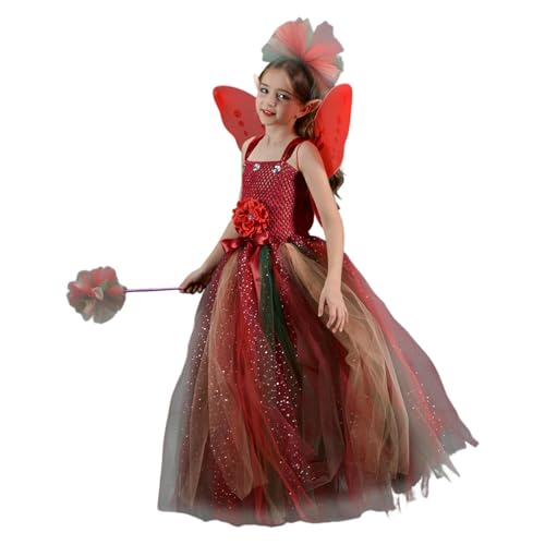 Generisch Feenkostüm für Mädchen,Kinderfeenkostüm - Feen Outfit Cosplay Prinzessin Kleid,Partykleid Feenflügel-Kostüm, Halloween-Kostüm für Mädchen im Alter von 2–10 Jahren von Generisch