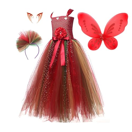 Generisch Feenkostüm für Mädchen,Kinderfeenkostüm -Prinzessinnenkleid Feenoutfit,Partykleid Feenflügel-Kostüm, Halloween-Kostüm für Mädchen im Alter von 2–10 Jahren von Generisch