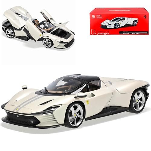 Generisch Ferari Daytona SP3 Coupe Weiss Ab 2021 1/18 Burago Modell Auto mit individiuellem Wunschkennzeichen von Generisch