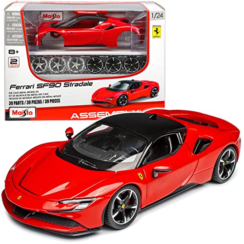 Generisch Ferrari SF90 Stradale Coupe Rot Ab 2020 Bausatz Kit 1/24 M*a*i*s*t*o Modell Auto von Generisch