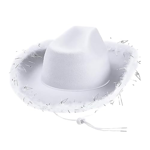 Generisch Filz Cowboyhut Damen Flauschig mit Federn Krempe Tiara Cowgirl Kostüm Hut Erwachsene Halloween Kostüme Karneval Partyhut Cowboy Accessoires Karneval KostüM Damen Bunt Generisch Filz Cowboyhut Damen Flauschig mit Federn Krempe Tiara Cowgirl Kostüm Hut Erwachsene Halloween Kostüme Karneval Partyhut Cowboy Accessoires Karneval KostüM Damen Bunt von Generisch