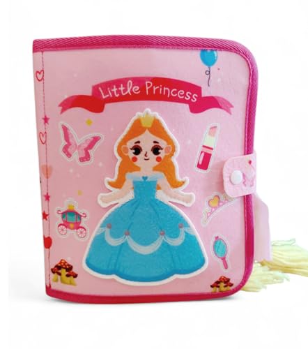 Filzbuch Montessori ab 2 Jahre, Busy Board mit Prinzessinnen Thema, Montessori Spielzeug ab 3 Jahre, Reisespiele kinder ab 3, Prinzessin spielzeug, Quiet book 2 jahre, Felt busy book for girls von Generisch