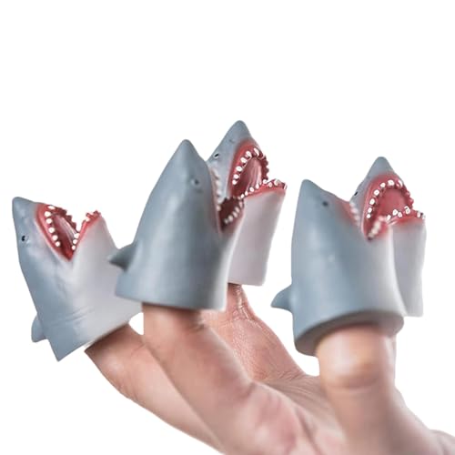 Generisch Fingerpuppen für Kinder,Tierpuppen für Finger - 5 Stück realistische Hai-Fingerpuppen zum Geschichtenerzählen,Entwickeln Sie motorische Fähigkeiten und verbessern Sie die Interaktion. von Generisch