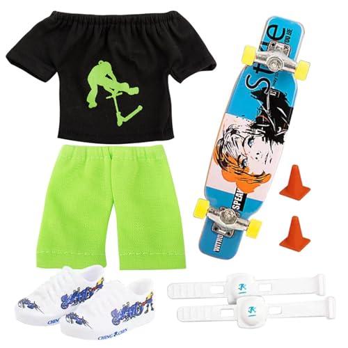 Generisch Fingerscooter-Set - -Fingerscooter-Set | -Finger-Skateboard Mit Hose Und Schuhen | Finger Spielzeug Set | Interaktives Fingerspielzeug Fingerboard-Zubehör von Generisch