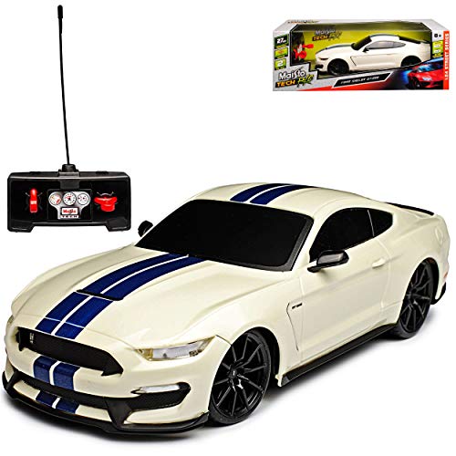 Generisch Ford Shelby Mustang VI GT GT350 Weiss mit Streifen Ab 2014 27 MHz RC Funkauto 1/24 Modell Auto Generisch Ford Shelby Mustang VI GT GT350 Weiss mit Streifen Ab 2014 27 MHz RC Funkauto 1/24 Modell Auto von Generisch