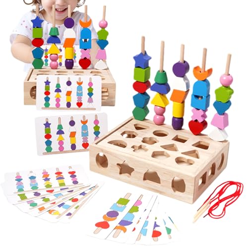 Generisch Formsortierspielzeug, Farbsortierspielzeug | Passender Formstacker | Holzperlen Sequenzierung Set Farbkennung Spielzeug Matching Stacker für Kinder älter als 3 von Generisch