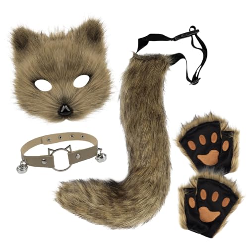 Generisch Fox Kostüm Set Mit Fuchs Stirnband Fuchsschwanz Fuchs Maske Cosplay Fuchsschwanz Kunstpelz Maske Therian Handschuhe Mit Krallen Generisch Fox Kostüm Set Mit Fuchs Stirnband Fuchsschwanz Fuchs Maske Cosplay Fuchsschwanz Kunstpelz Maske Therian Handschuhe Mit Krallen von Generisch