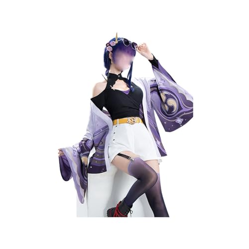Generisch Frauen Raiden Shogun Cosplay Kostüm Beelzebul Kleid Halloween Komplettset,3XL-Set von Generisch