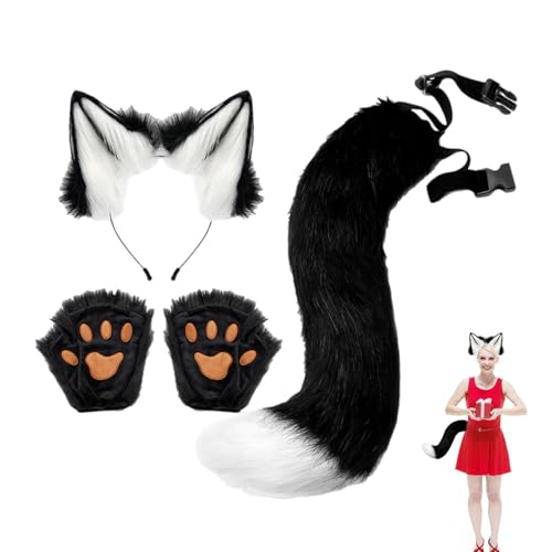 Generisch Fuchs Kostüm Damen, Fuchsschwanz Kostüm, 3pcs Niedliche Kunstpelz-Wolf-Endstück-Stirnband-Handschuhe, Halloween-Kleiderzubehör Für Kinder, Teenager, Erwachsene, Proms, Party, Maskerade Generisch Fuchs Kostüm Damen, Fuchsschwanz Kostüm, 3pcs Niedliche Kunstpelz-Wolf-Endstück-Stirnband-Handschuhe, Halloween-Kleiderzubehör Für Kinder, Teenager, Erwachsene, Proms, Party, Maskerade von Generisch