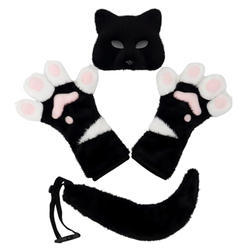 Generisch Fuchs Kostüm-Set Halloween Kostüm Katzen Maske Cat Therian Mask Handschuhe Plüsch Fuchsschwanz Cat Fuchs Maske Fuchshandschuhe Cosplay Tier Verkleiden für Halloween Karneval Weihnachten Generisch Fuchs Kostüm-Set Halloween Kostüm Katzen Maske Cat Therian Mask Handschuhe Plüsch Fuchsschwanz Cat Fuchs Maske Fuchshandschuhe Cosplay Tier Verkleiden für Halloween Karneval Weihnachten von Generisch