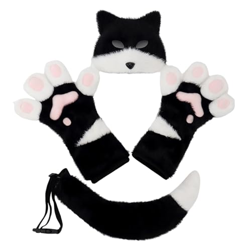 Generisch Fuchs Kostüm-Set Halloween Kostüm Katzen Maske Cat Therian Mask Handschuhe Plüsch Fuchsschwanz Cat Fuchs Maske Fuchshandschuhe Cosplay Tier Verkleiden für Halloween Karneval Weihnachten Generisch Fuchs Kostüm-Set Halloween Kostüm Katzen Maske Cat Therian Mask Handschuhe Plüsch Fuchsschwanz Cat Fuchs Maske Fuchshandschuhe Cosplay Tier Verkleiden für Halloween Karneval Weihnachten von Generisch
