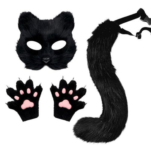 Generisch Fuchs Kostüm-Set Halloween Kostüm Katzen Maske Cat Therian Mask Handschuhe Plüsch Fuchsschwanz Cat Fuchs Maske Fuchshandschuhe Cosplay Tier Verkleiden für Halloween Weihnachten Karneval Generisch Fuchs Kostüm-Set Halloween Kostüm Katzen Maske Cat Therian Mask Handschuhe Plüsch Fuchsschwanz Cat Fuchs Maske Fuchshandschuhe Cosplay Tier Verkleiden für Halloween Weihnachten Karneval von Generisch