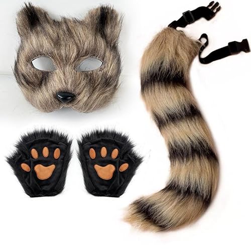 Generisch Fuchs Kostüm-Set Halloween Kostüm Katzen Maske Cat Therian Mask Handschuhe Plüsch Fuchsschwanz Fuchs Cat Maske Fuchshandschuhe Cosplay Tier Verkleiden für Halloween Weihnachten Karneval Generisch Fuchs Kostüm-Set Halloween Kostüm Katzen Maske Cat Therian Mask Handschuhe Plüsch Fuchsschwanz Fuchs Cat Maske Fuchshandschuhe Cosplay Tier Verkleiden für Halloween Weihnachten Karneval von Generisch