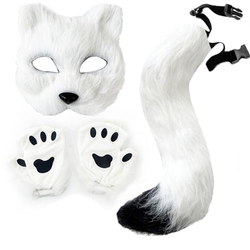 Generisch Fuchs Kostüm-Set Halloween Kostüm Katzen Maske Cat Therian Mask Handschuhe Plüsch Fuchsschwanz Fuchs Cat Maske Fuchshandschuhe Cosplay Tier Verkleiden für Halloween Weihnachten Karneval Generisch Fuchs Kostüm-Set Halloween Kostüm Katzen Maske Cat Therian Mask Handschuhe Plüsch Fuchsschwanz Fuchs Cat Maske Fuchshandschuhe Cosplay Tier Verkleiden für Halloween Weihnachten Karneval von Generisch