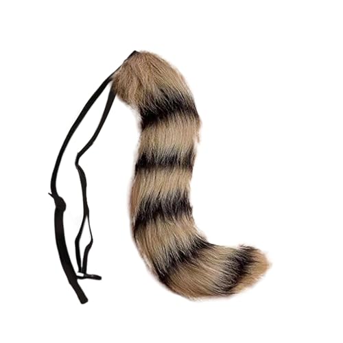 Generisch Fuchsschwanz, Tierschwanz Kunstfell Wolfsschwanz Kostüm Schwanz Halloween Kunstpelz Cosplay Einstellbare pelzigen Fuchsschwanz Kostüm für Kinder, Mädchen, Party, Faschingskostüm (C) von Generisch
