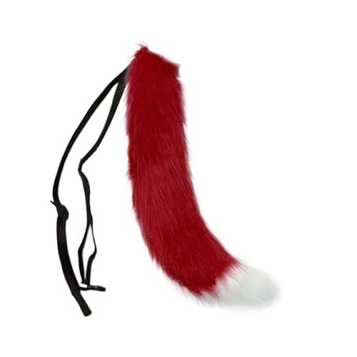 Generisch Fuchsschwanz, Tierschwanz Kunstfell Wolfsschwanz Kostüm Schwanz Halloween Kunstpelz Cosplay Einstellbare pelzigen Fuchsschwanz Kostüm für Kinder, Mädchen, Party, Faschingskostüm (D) von Generisch