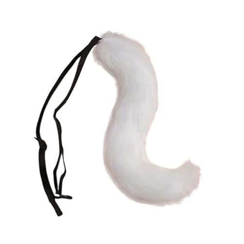 Generisch Fuchsschwanz, Tierschwanz Kunstfell Wolfsschwanz Kostüm Schwanz Halloween Kunstpelz Cosplay Einstellbare pelzigen Fuchsschwanz Kostüm für Kinder, Mädchen, Party, Faschingskostüm (F) von Generisch
