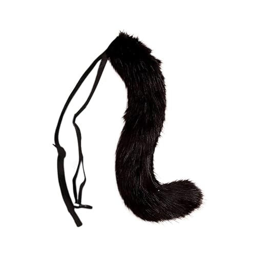 Generisch Fuchsschwanz, Tierschwanz Kunstfell Wolfsschwanz Kostüm Schwanz Halloween Kunstpelz Cosplay Einstellbare pelzigen Fuchsschwanz Kostüm für Kinder, Mädchen, Party, Faschingskostüm (G) von Generisch