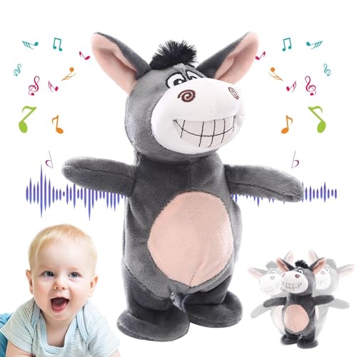 Generisch Gehender Esel Stofftier - Gefülltes sprechendes Spielzeug | Musikspielzeug zur sensorischen Lernentwicklung, elektrisch, interaktiv, animiert, weicher Plüsch für Kinder, Mädchen, Jungen von Generisch