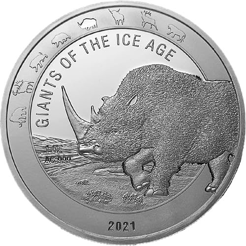 Generisch Giganten der Eiszeit - Wollnashorn 1 Unze Silbermünze 2021 999/1000 31,1g von Generisch