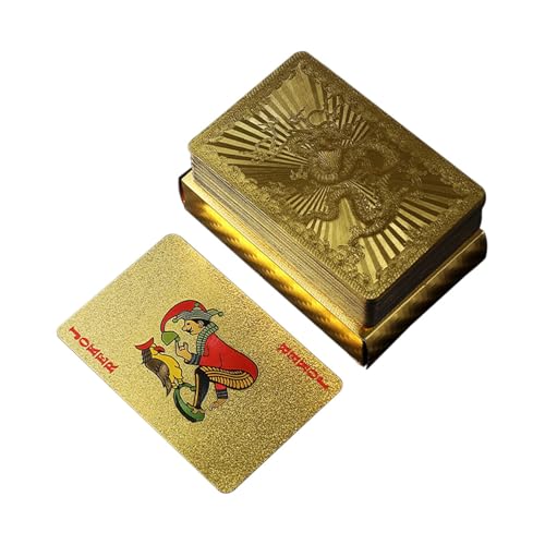 Generisch Goldfolie Pokerkarten, Pokerspielkarten,Wasserdichtes Goldfolie Poker Brettspiel - Tragbare PVC -Spielkarten für Festivals, Partys, Versammlungen von Generisch
