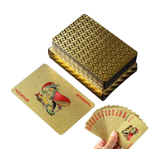 Generisch Goldfolie Pokerkarten, Pokerspielkarten - Luxus Gold Folie Poker Brettspiel | Tragbare Freizeitunterhaltungstischkarten Für Festivals, Partys, Versammlungen von Generisch