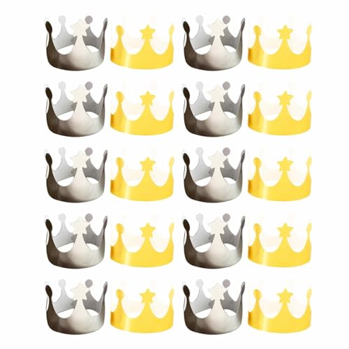 Generisch Goldpapierkronen,20 STÜCKE King Charles III Goldpapierkronen - König Charles III Krönungsornament 2023 Für Kinder Und -Erwachsene von Generisch