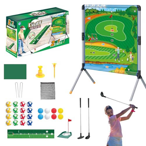 Generisch Golf Rasenspiel, Outdoor Golfspiele Für Erwachsene, Sportspielzeug Set mit Puttmatte Golfzubehör für Training Drinnen & Draußen Garten von Generisch