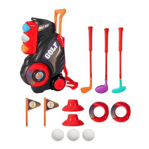 Generisch Golf Set Für Kinder, Golf Spielzeug, Verbesserter Kinder Golfwagen Mit Klein Fahne, Loch, Tee, Golfball, Putter, Für 1 Bis 5 Jahren von Generisch