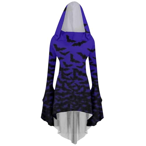 Generisch Gothic Kleid Damen Halloween Totenkopf-Druck Cosplay Kostüm Trompetenärmel Hexenkleid Langarm mit Kapuze Mittelalter Victorian Kleidung Renaissance Kleider Generisch Gothic Kleid Damen Halloween Totenkopf-Druck Cosplay Kostüm Trompetenärmel Hexenkleid Langarm mit Kapuze Mittelalter Victorian Kleidung Renaissance Kleider von Generisch