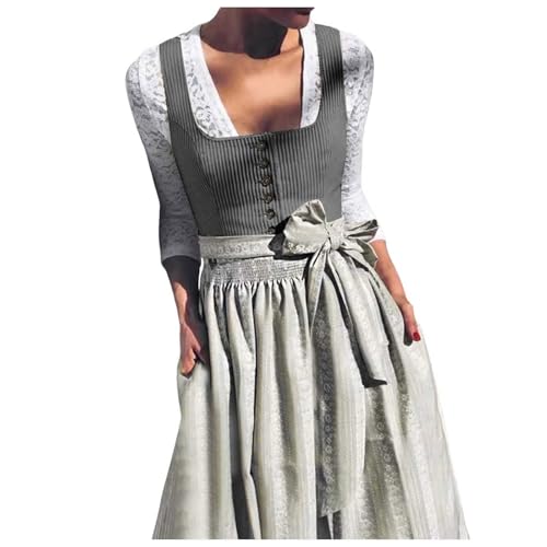 Generisch Gothic-Kleidung Damenhemden Traditionelles Deutsches Bierfest Kostüm Deku Cosplay Kostüm Weiblich (Black, L) von Generisch
