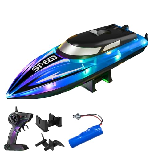 Generisch Graddi Aquablaze, 2.4GHz Remote Control Racing Boats with LED Lights, USB Rechargeable, 200 Mins Long Battery Life, Low Battery Alert, Out of Distance Alert (Blue-1 Battery) von Generisch