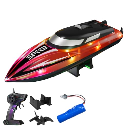 Generisch Graddi Aquablaze, 2.4GHz Remote Control Racing Boats with LED Lights, USB Rechargeable, 200 Mins Long Battery Life, Low Battery Alert, Out of Distance Alert (Red-1 Battery) von Generisch