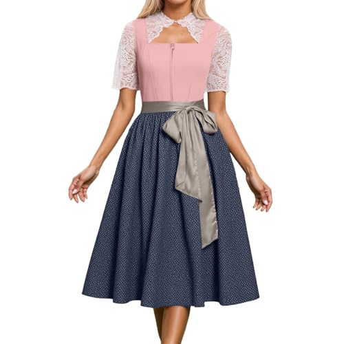Generisch GröSsen DirndlschüRze Maxikleider Stil, Kostüm für Damen, Spitzenweste, Schürze, Outfit, perfekt für Oktoberfest-Partys, Halloween-Festivals dirndl damen lang (XXL) von Generisch