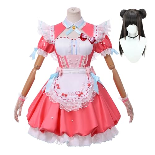 Generisch HBQC Anime Magie Teenager Katie Katze Cosplay Kostüm Nuss Rollenspiel Voll Set Halloween Karneval Party Damen Kostüm (Rosa, M) von Generisch