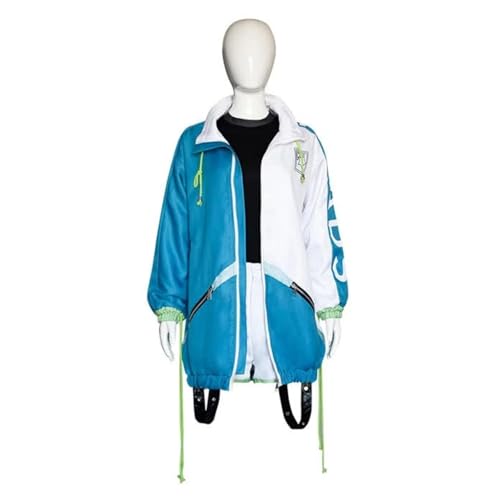 Generisch HBQC-Cosplay Anime Kostüm Perücke Set Spielen für Frauen Mädchen Anime Charakter Blaue Jacke Uniform Voll Set Halloween Karneval Party Kostüm (blue, M) von Generisch