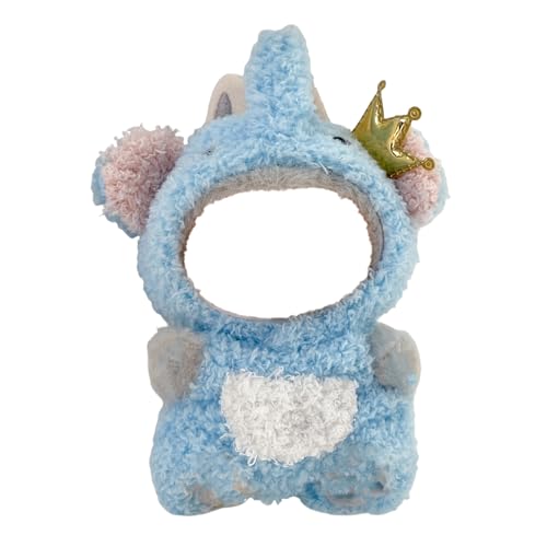 Generisch Häuser Handgemachtes Häkeltier-Outfit für 17 cm – Süße Puppenkleidung mit Accessoires für Sammlerfans (Blaues Elefanten-Zweiteiler-Set) Weich Stoffpuppen (Sky Blue, 17cm) von Generisch