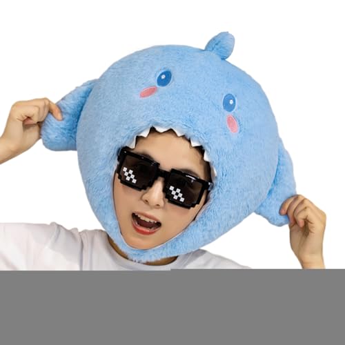 Generisch Hai-Kostümhut Für Erwachsene - Halloween Verkleidung Tierkopfmaske,Weich & Atmungsaktiv Karneval Feste Rollenspiel Accessoires Verkleidungskopfhörer von Generisch