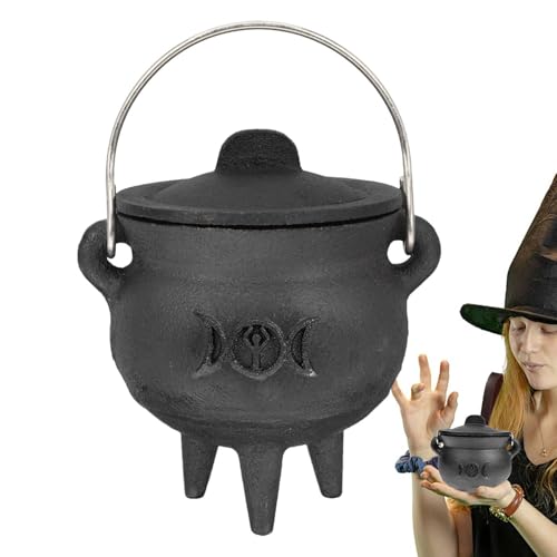 Generisch Halloween-,Zauberer Hexenkessel Mit Deckel Und Griff - Zauberer-Hexenkessel-Dekorations-Requisite, Halloween-Süßigkeitsschale Für Halloween-Dekorationen Oder Räucherstäbchenverbrennung von Generisch
