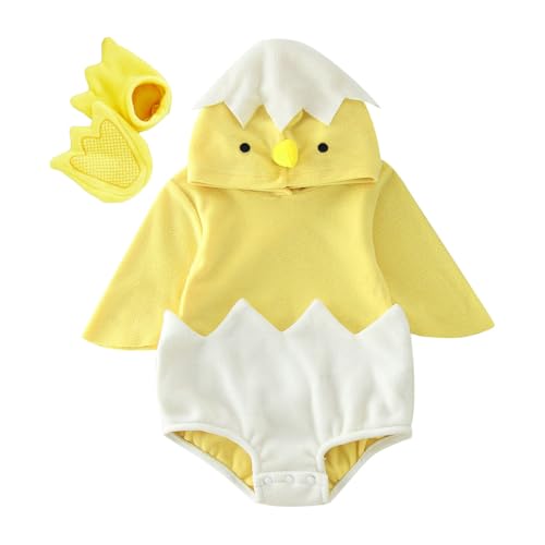 Generisch Halloween Baby Huhn Kostüm, Hahn Kostüm Kinder, Jungen Mädchen Küken Strampler Kleinkind Babykostüm Hühner Overall Enten Kostüme Karnevalskostüm Chicken Costume Faschingskostüm von Generisch