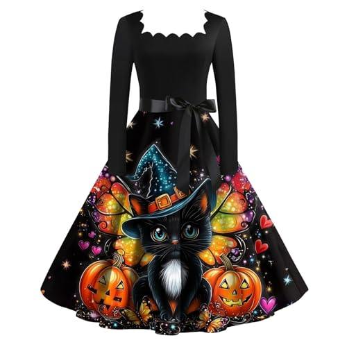 Generisch Halloween Dress Women Hexe Puppe Funny Weißes Kleid Spitzenkleid Blutverschmiertes Kürbiskleid Costume Women Scream Maid Zauberer Halloween Sachen S von Generisch