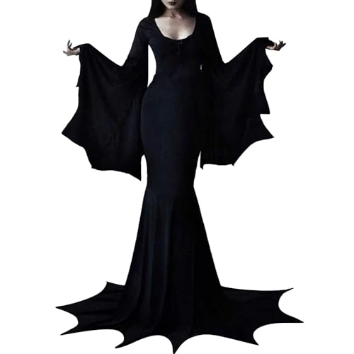 Generisch Halloween Gothic Kleid Hexenkleid für Frauen Lange Kalte Schulter Schmetterling Ärmel Kostüme Vintage Fledermaus Vampir Kostüm Mesh für Halloween Cosplay Karneval Party Generisch Halloween Gothic Kleid Hexenkleid für Frauen Lange Kalte Schulter Schmetterling Ärmel Kostüme Vintage Fledermaus Vampir Kostüm Mesh für Halloween Cosplay Karneval Party von Generisch