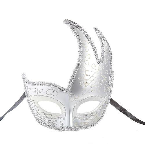 Generisch Halloween Half Face Women's Masquerade Plastic Carnival Creative Cosplay Mask Horror Headwear for Halloween Carnival Costume Party Props von Generisch